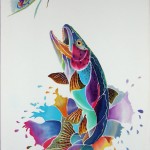 Trout and Emperor Scribble on Silk 18x 24